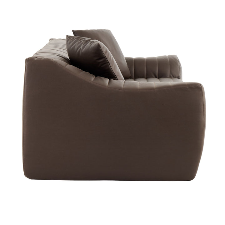 2-Seater Sofa in Brown Tech Cloth with 2 Cushions 185cm WICKERSIDEBOARD