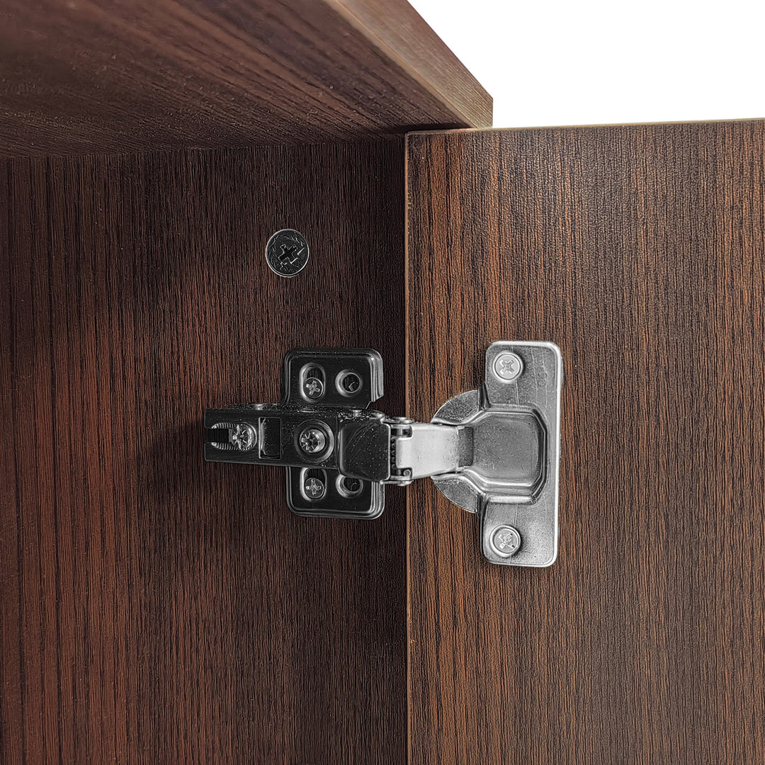 Vintage carved wood textured TV Stand with LED lighting and glass door AMPHIBIAN