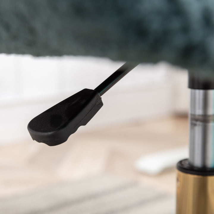 Grey teddy blue velvet office chair with armrests swivel wheel gold base TORQIL BLUE UK