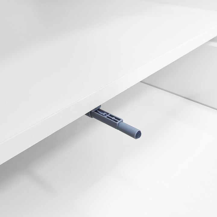 Modern oval white coffee table with push-to-open drawer CLOUDCREST