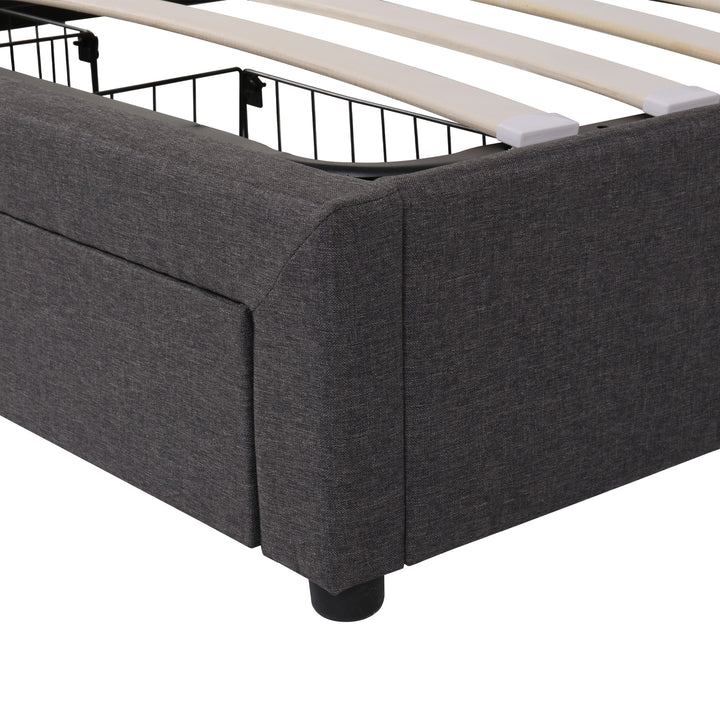 Grey linen super king ottoman bed end opening with LED headboard(180×200cm) TARNISH