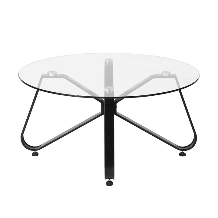 Modern Glass Coffee Table 80x80cm Clear Tempered Glass Top Living Room Minimalist Style KONYA GLASS 80CM A