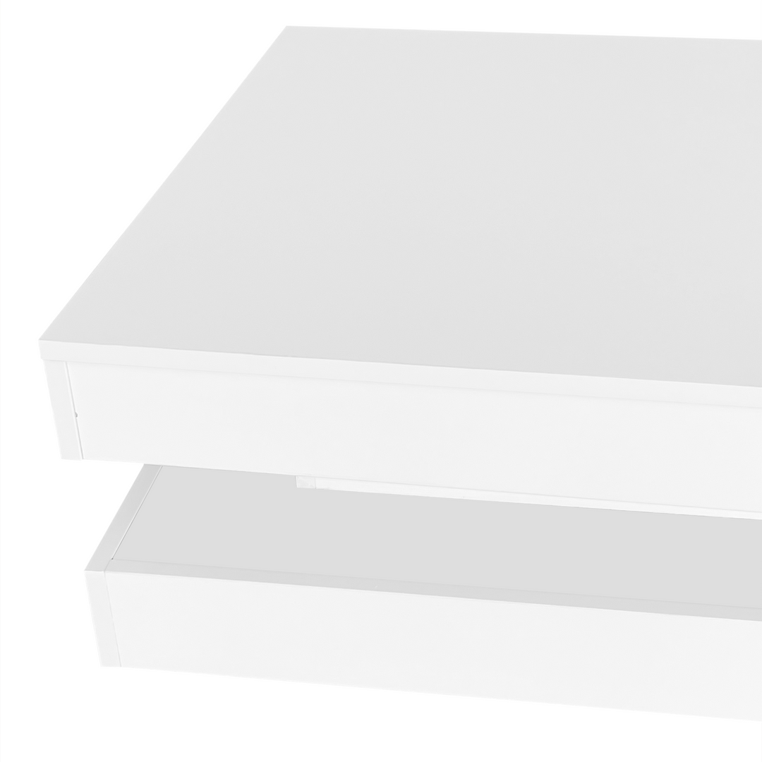 White square high gloss coffee table 360° rotating with 16-color LED light 70x70x36cm UHEX UK