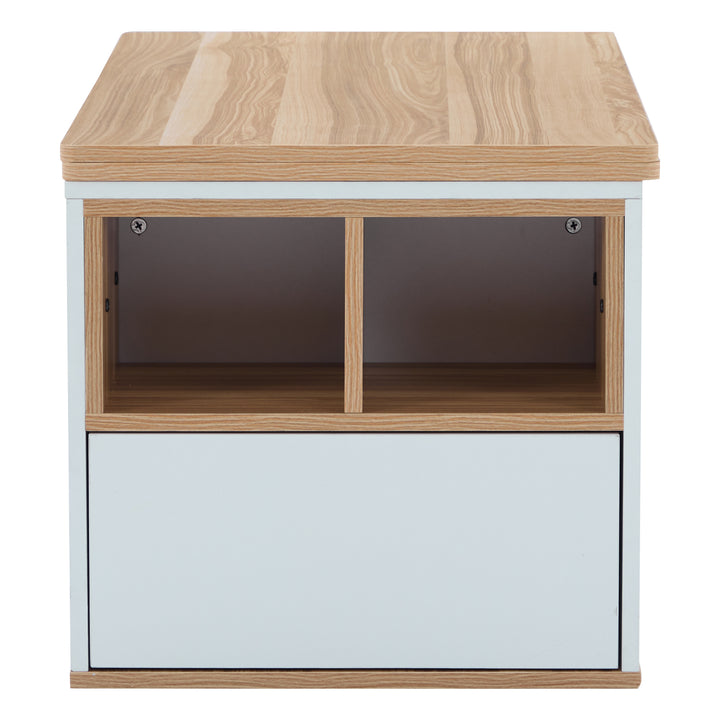 Modern white & oak lift-top coffee table hidden storage CLOUDWING