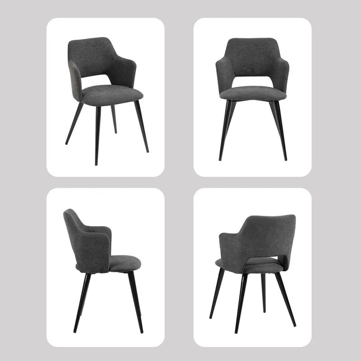 Set of 2 Scandinavian Grey Fabric Dining Chairs with Wood-Look Metal Legs AKANJI 2PCS GERY