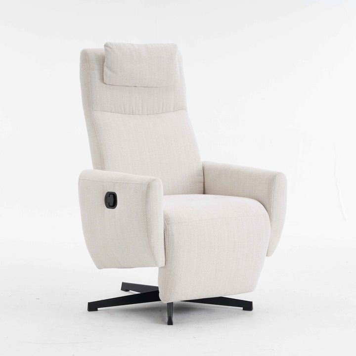 00+Recliner Chair Chenille Fabric Upholstered, Beige, Pillow Padded Seat & Footrest, Living Room Comfort NOVATHAL