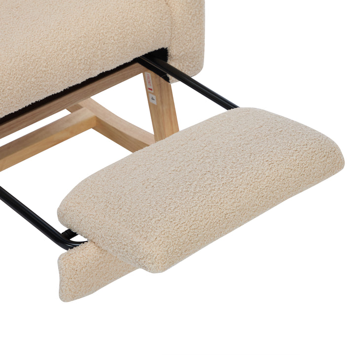 Beige teddy nursery rocking chair with adjustable footrest COMETLOAM