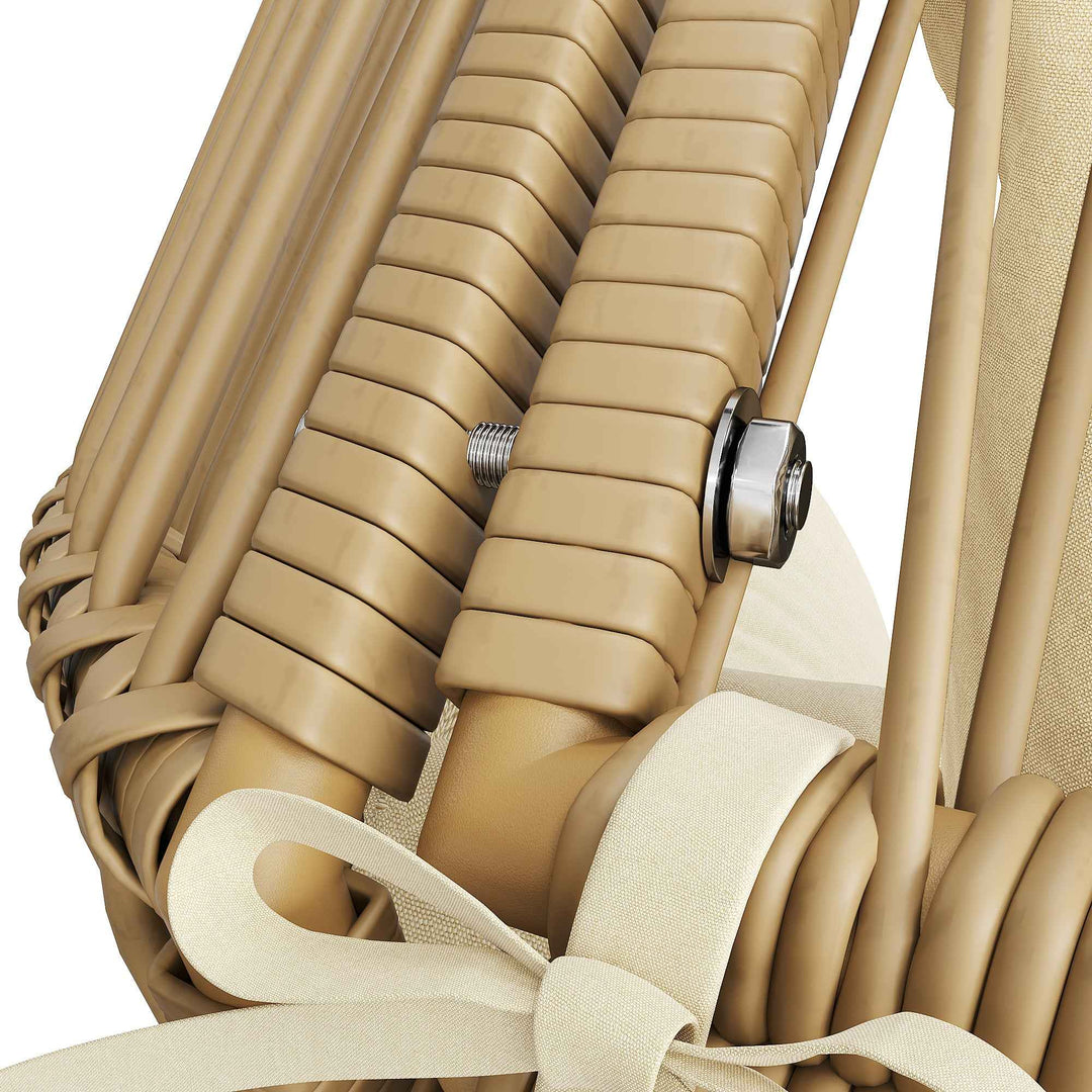 Garden rocking chair 2-seat PE Rattan beige swing with cushions FLAREINFINIX
