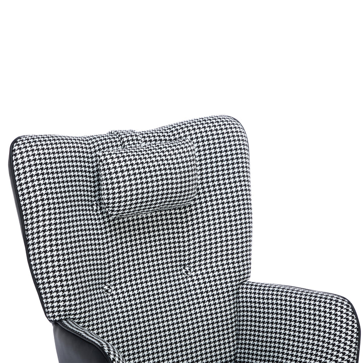 Black white houndstooth rocking chair high back with footrest CLOUDBROOK UK