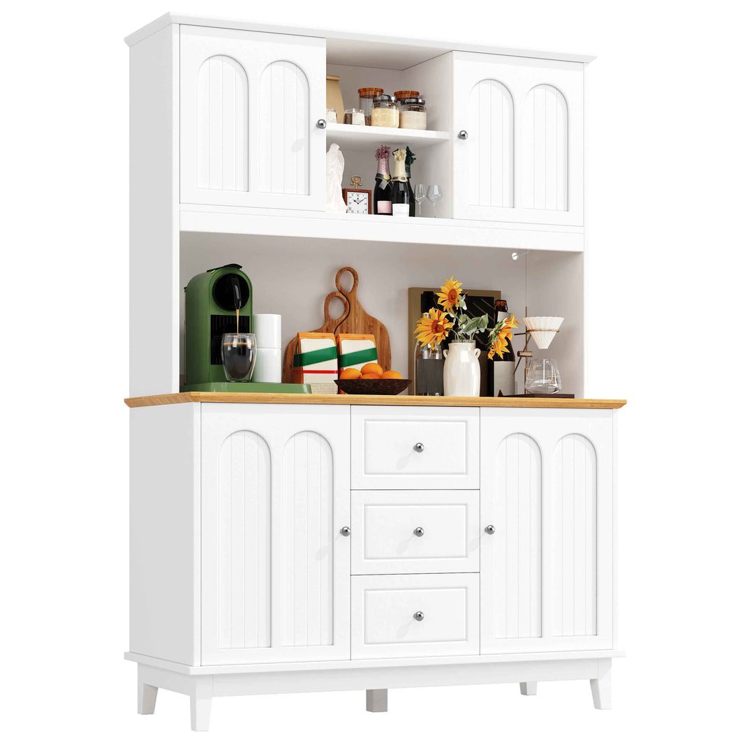 White tall kitchen hutch with LED lights INFINITECLARR