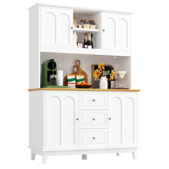 White tall kitchen hutch with LED lights INFINITECLARR