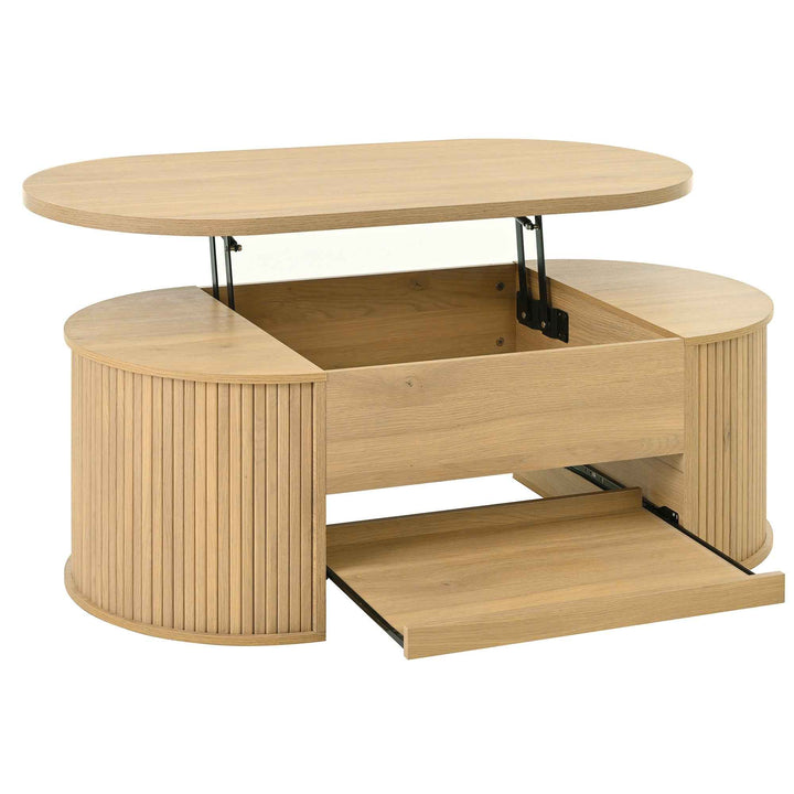 00+Lift-Top Coffee Table with Curved Wooden Sides for Living Room, Oak CONCRETEPILLOW