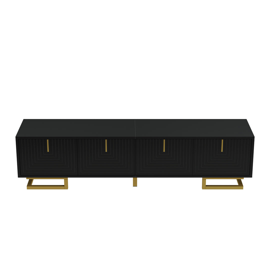 Modern TV stand with textured doors and golden accents SINGULARITYHUB