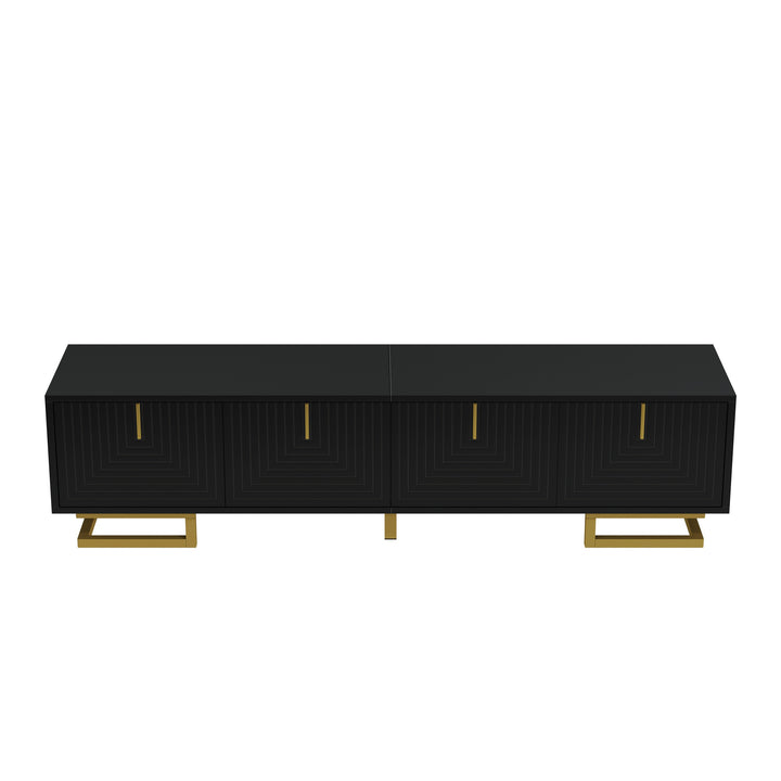 Modern TV stand with textured doors and golden accents SINGULARITYHUB