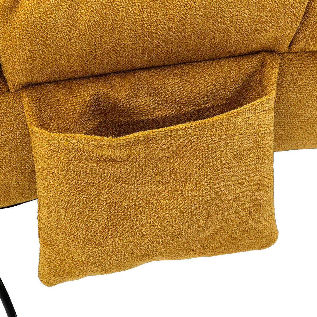 Chaise Lounge Chair Yellow Linen, Modern Recliner for Living Room Bedroom XXXXIV