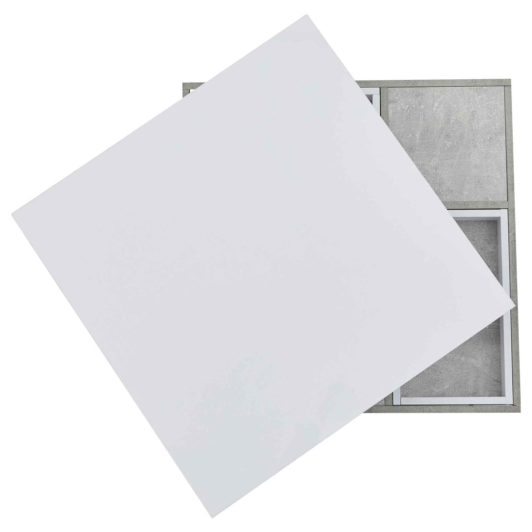 Rotating 360° white high-gloss coffee table marble-patterned, double-layer storage FLARENEXUSA