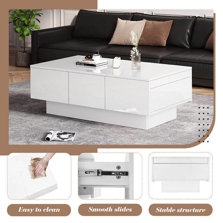 White high gloss coffee table with storage 100 x 55 x 35 cm WAXCELL UK