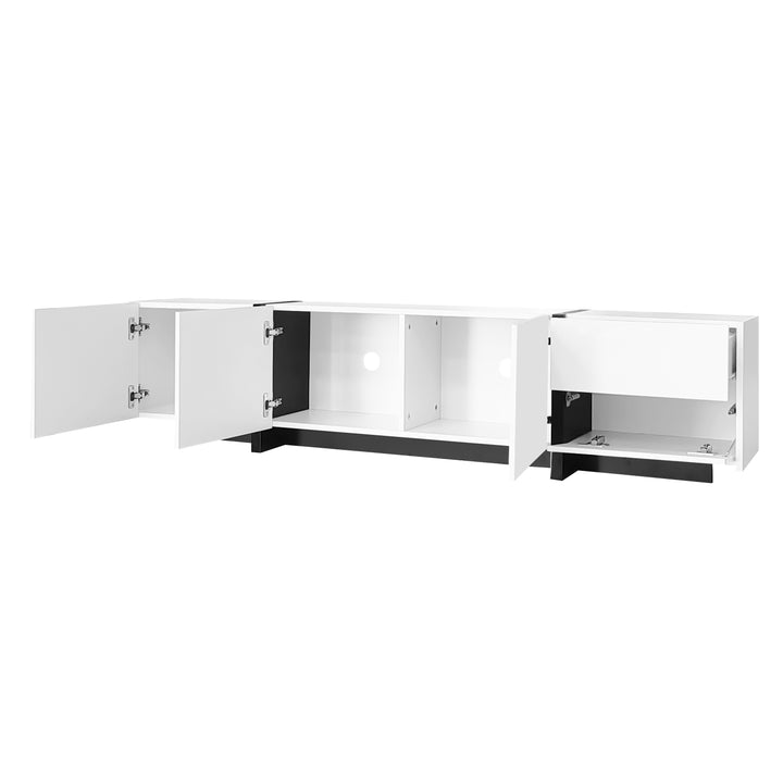 High gloss black &amp; white TV cabinet with LED and versatile storage BLADE