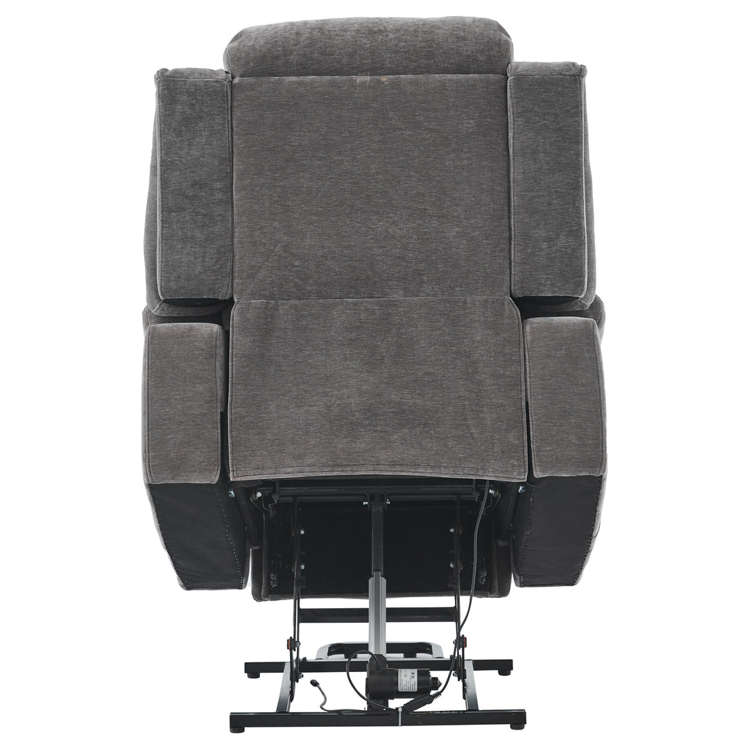 Electric lift up fabric grey large recliner with massage and heat MAGNETICFLUX