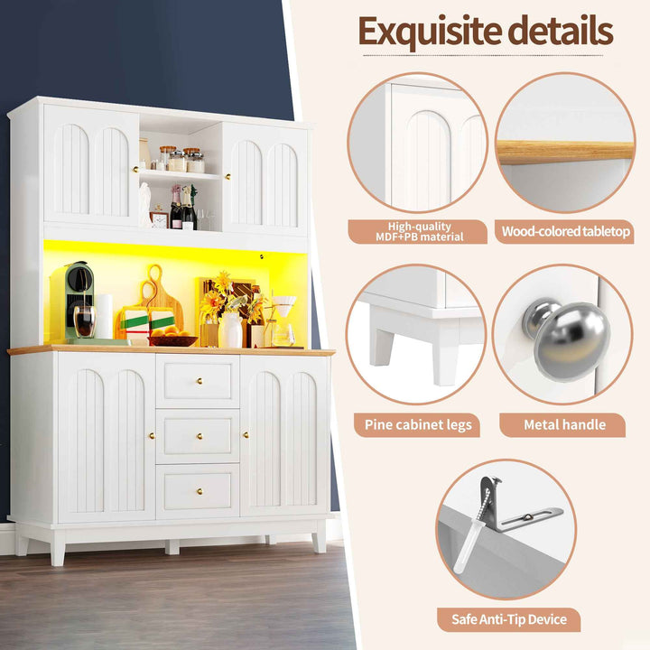 White tall kitchen hutch with LED lights INFINITECLARR