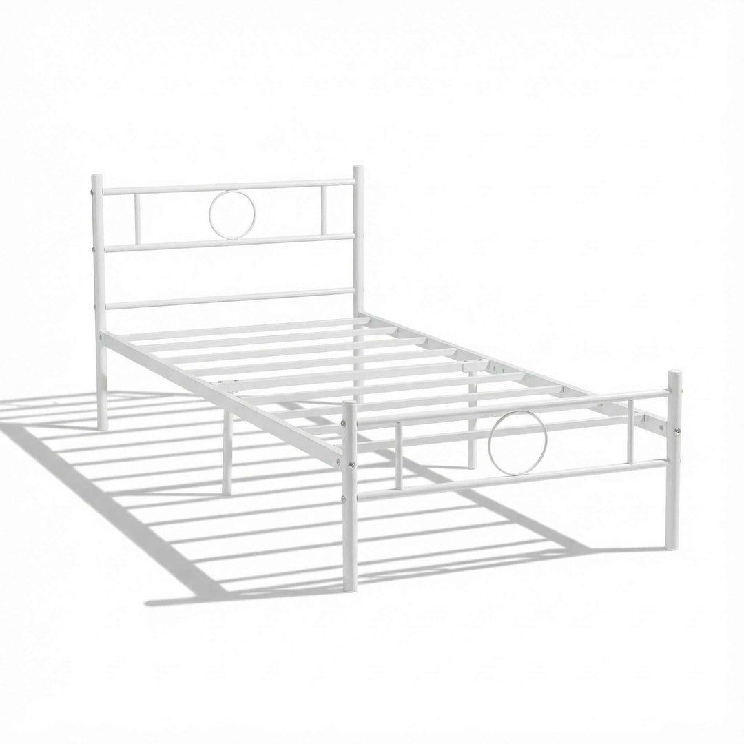 White single metal bed frame 90x190cm CIRCLE SI WHITE C