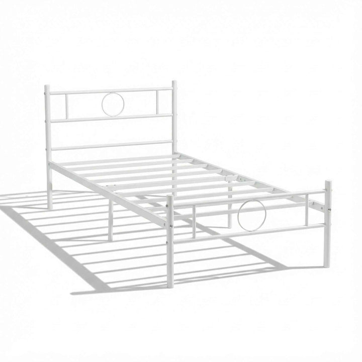 White single metal bed frame 90x190cm CIRCLE SI WHITE C