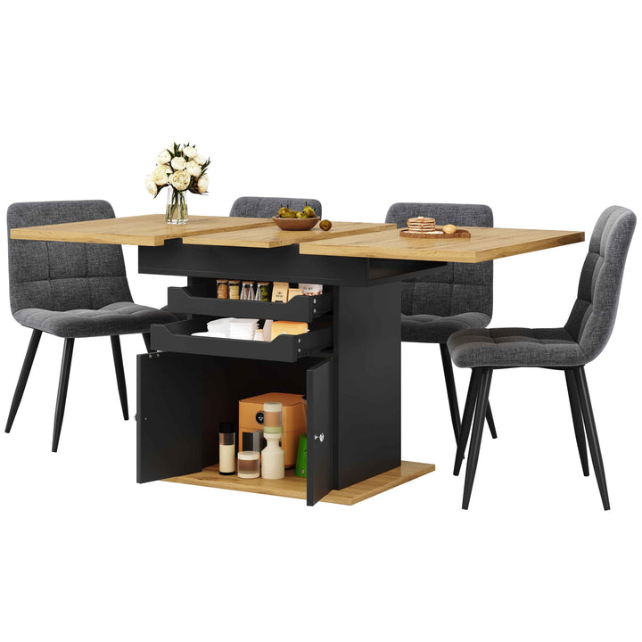Extendable wooden dining table for 4-6 foldable with drawers and cabinet INFINITENEXX
