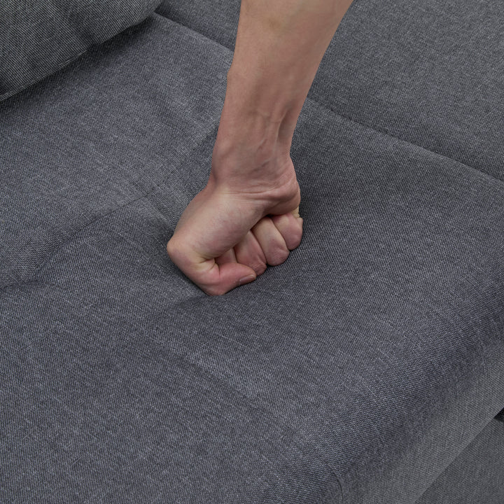 Gray fabric convertible 2-seater sofa bed pull-out design, adjustable backrest, and storage FROSTSTONE