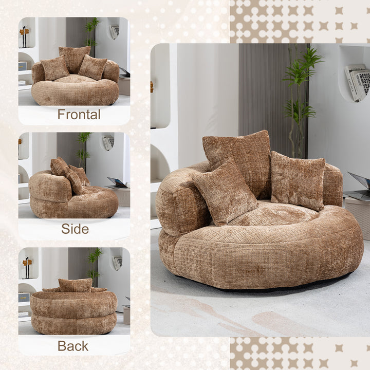 Lazy sofa bean bag brown coffee lounge chair with 3 pillows TUNDRAFROST