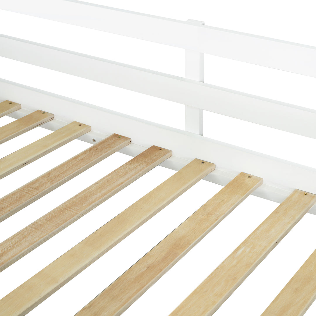 Kids Bunk Bed White green pinewood with staircase 90x190cm ASCENDOLOGY