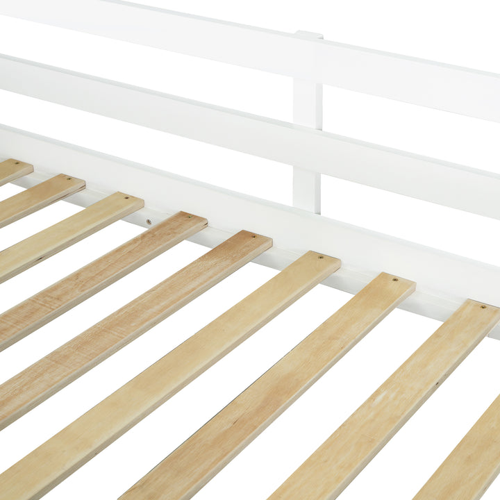 Kids Bunk Bed White green pinewood with staircase 90x190cm ASCENDOLOGY