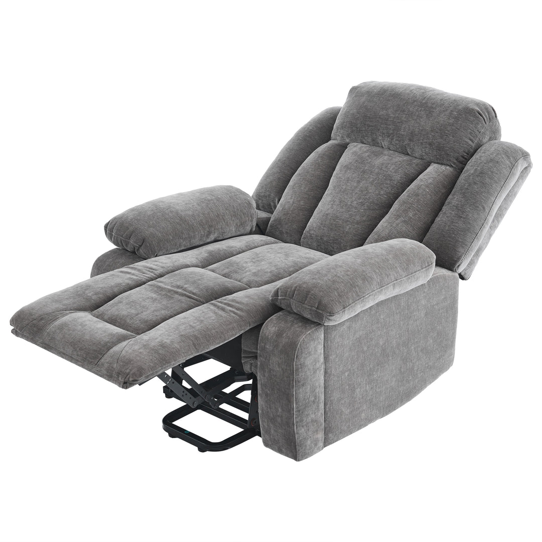 Electric lift up fabric grey large recliner with massage and heat MAGNETICFLUX