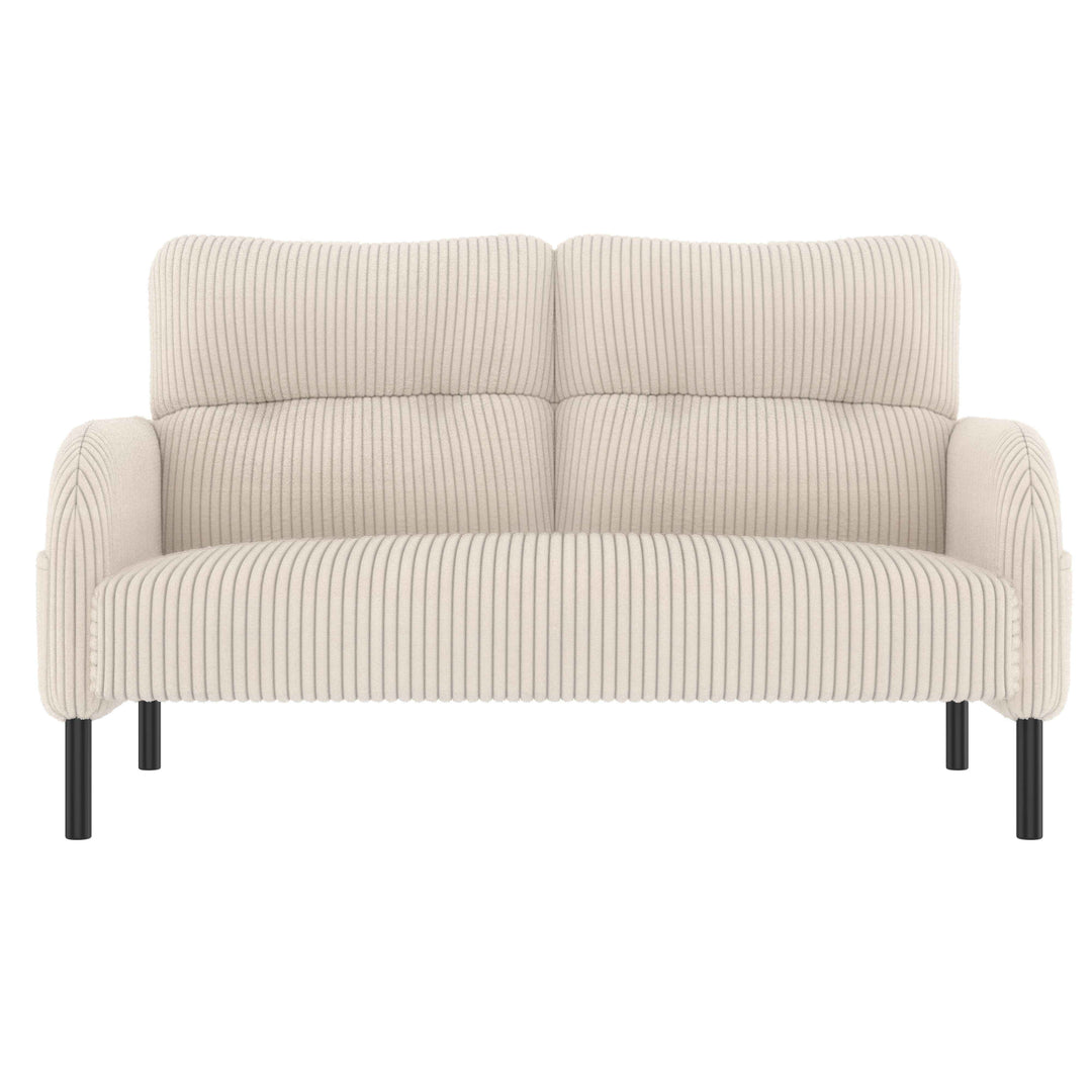 00+Loveseat Sofa Corduroy Fabric Beige 2 Seater, High Rebound Spring, for Living Room & Bedroom NOVAITY