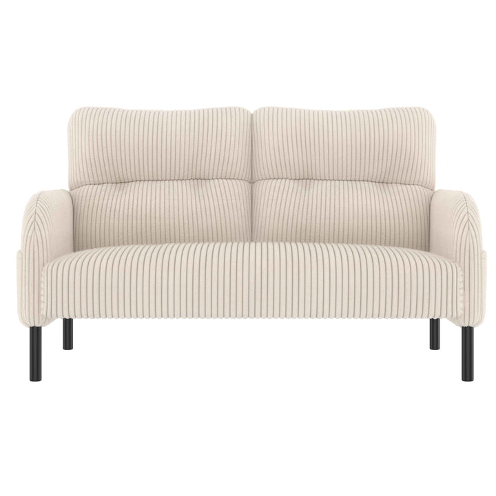 00+Loveseat Sofa Corduroy Fabric Beige 2 Seater, High Rebound Spring, for Living Room & Bedroom NOVAITY