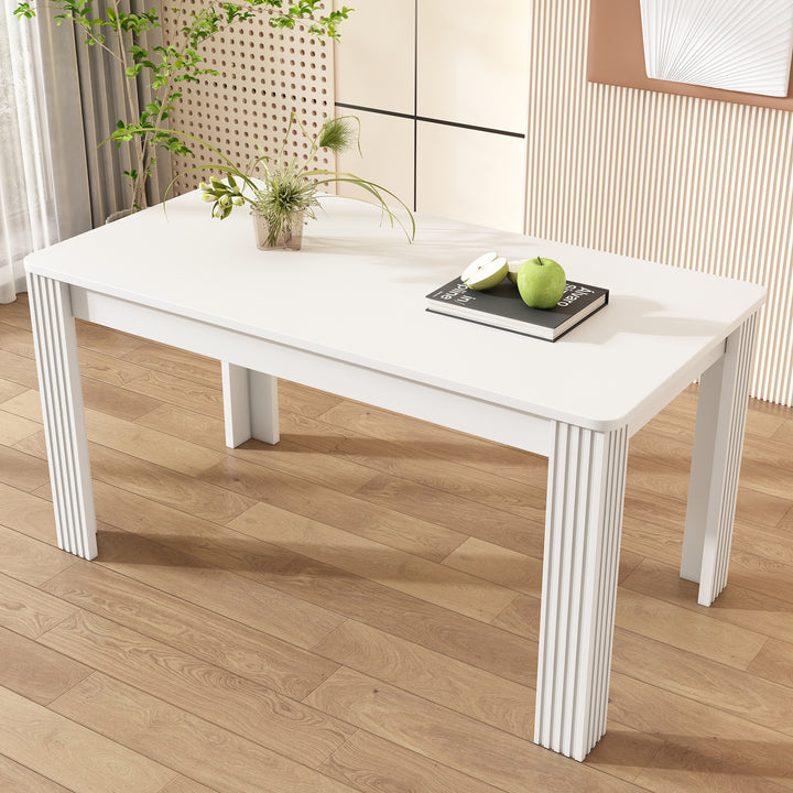 White wooden dining table with thick legs 116×65 ZAKRUD UK