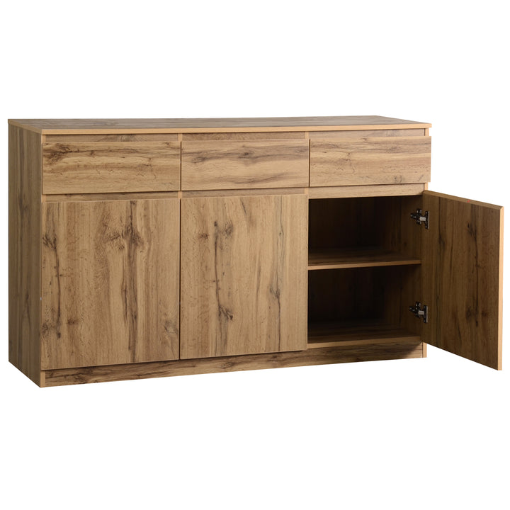 Oak Sideboard with 3 Drawers & 3 Doors 135cm WOODTRUNK