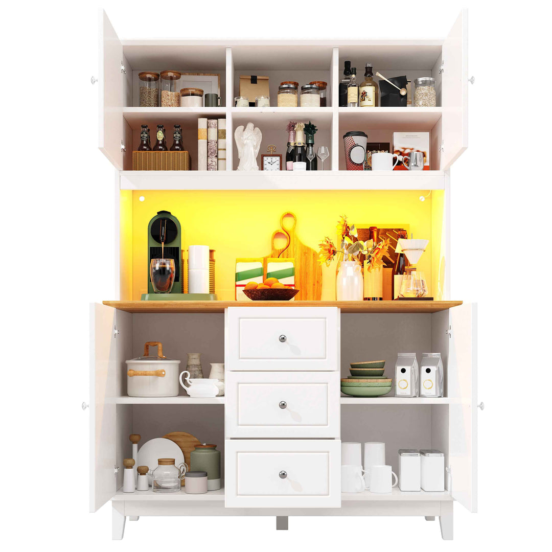 White tall kitchen hutch with LED lights INFINITECLARR