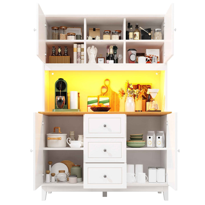 White tall kitchen hutch with LED lights INFINITECLARR