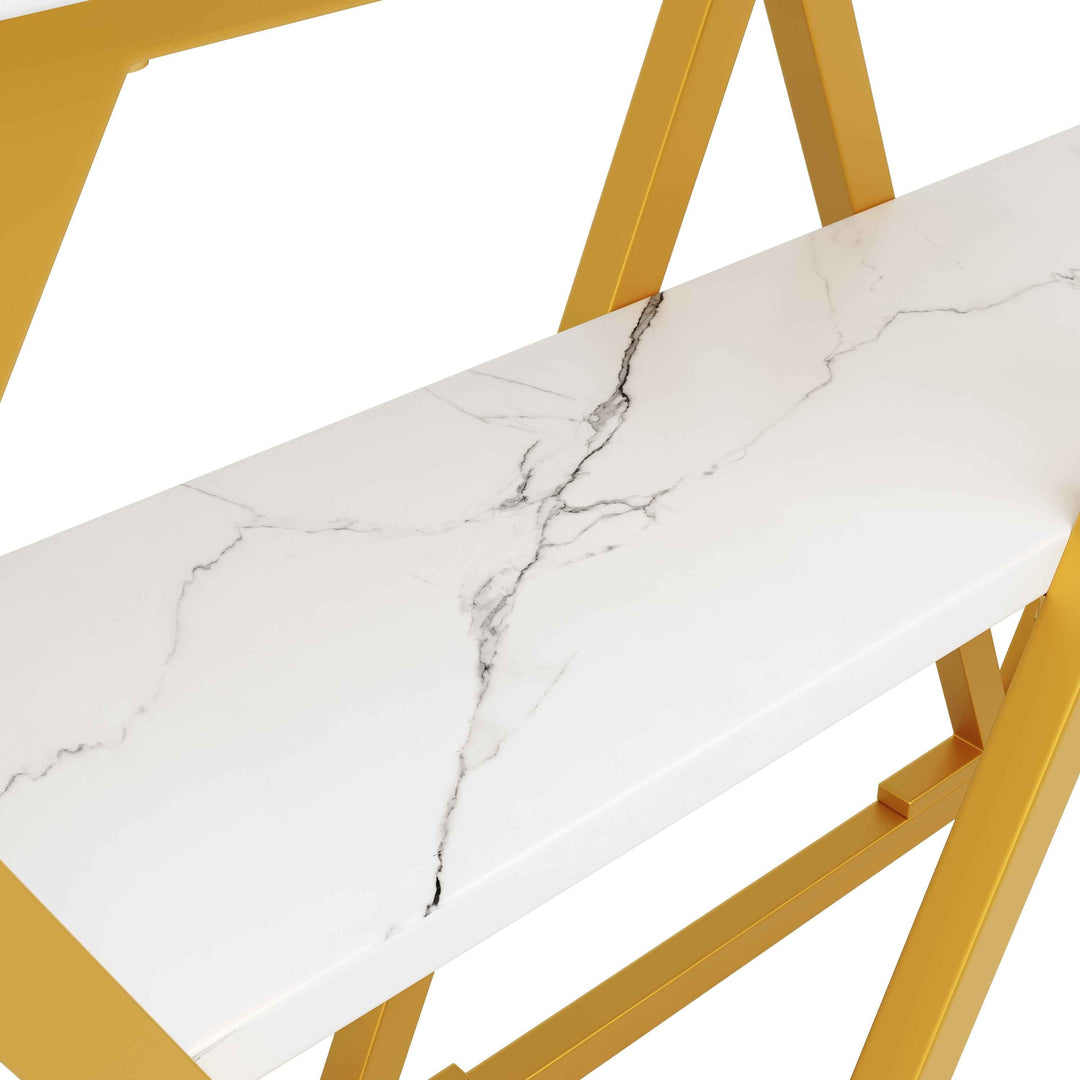 Console table white marble-look MDF top, gold legs QUASARVEXEL
