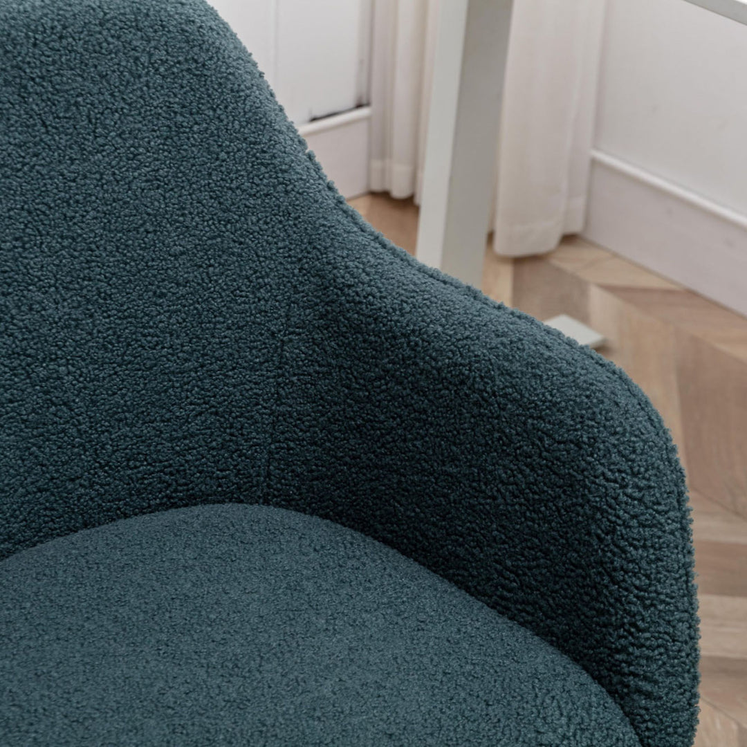 Grey teddy blue velvet office chair with armrests swivel wheel gold base TORQIL BLUE UK
