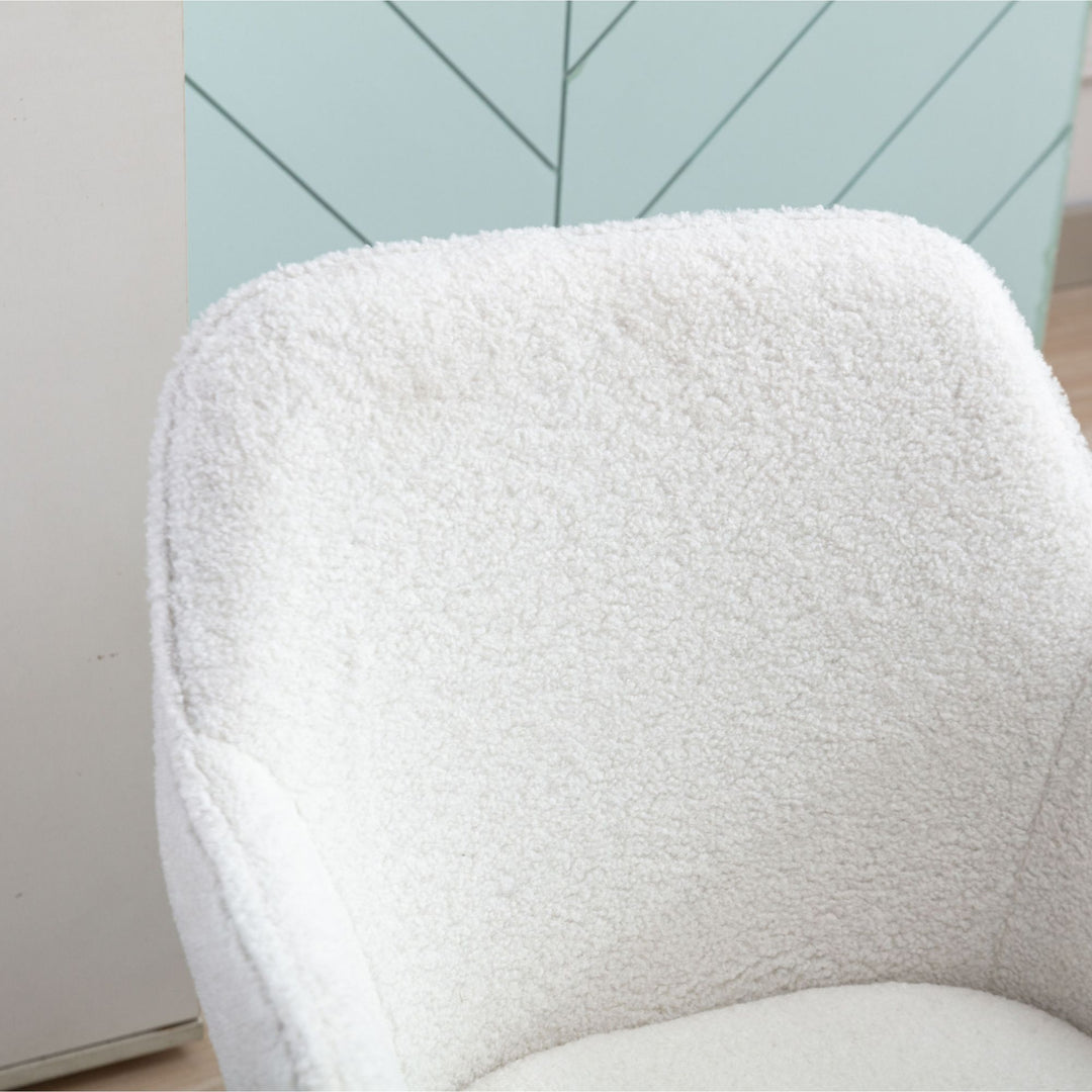 Teddy fabric white swivel office chair golden accents PUMICEGULCH