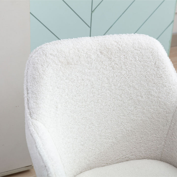 Teddy fabric white swivel office chair golden accents PUMICEGULCH