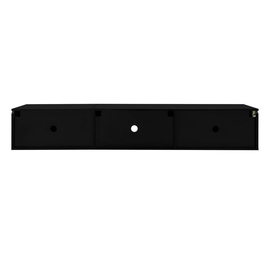 Black and white high gloss suspended TV Stand with LED lighting 180cm AMENSAL