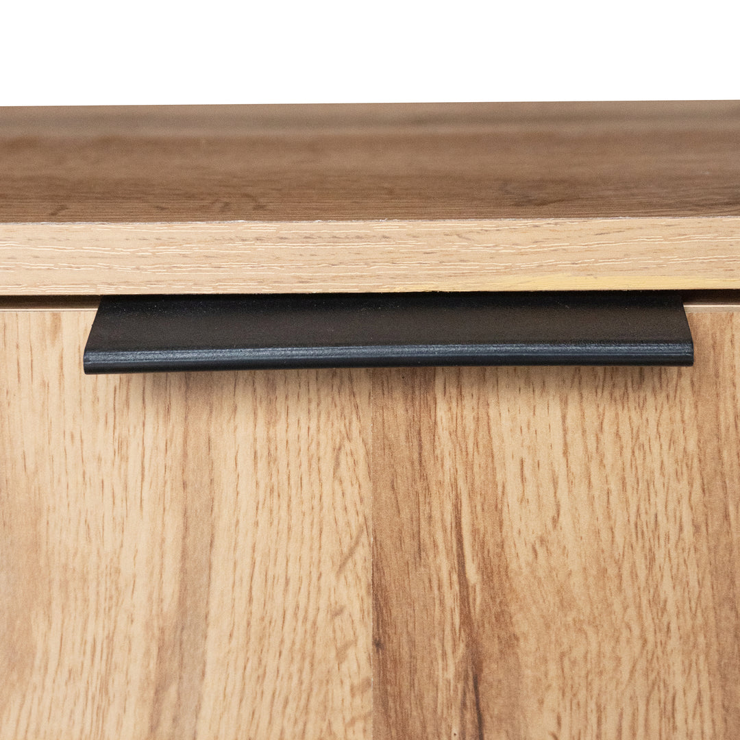 Vintage shoe cabinet textured oak look 3D with adjustable shelves 80×35×110cm FLAGELLUM