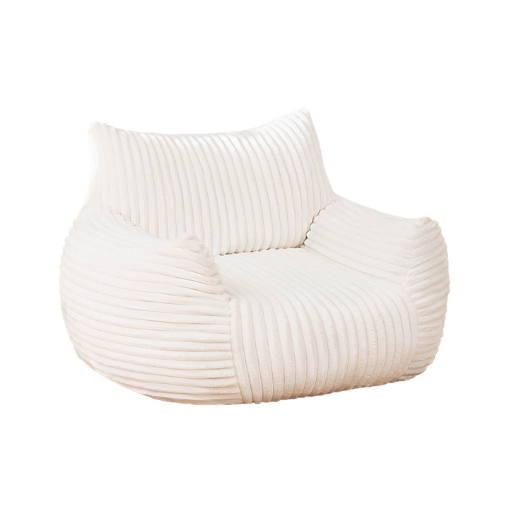 Ultra-Soft white corduroy lazy sofa bean bag chair MYSTERIA