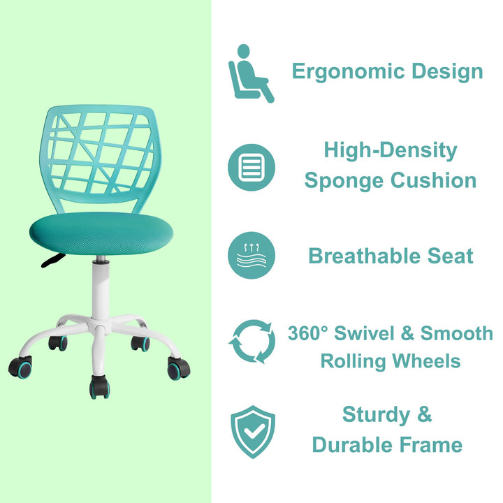 Light Blue Children's Desk Chair Swivel Office Chair CARNATION TURQUOISE Ⅰ