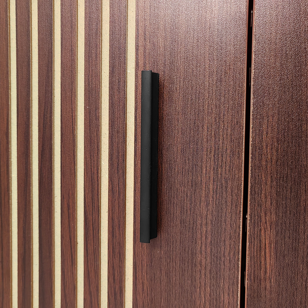 Vintage carved wood textured TV Stand with LED lighting and glass door AMPHIBIAN