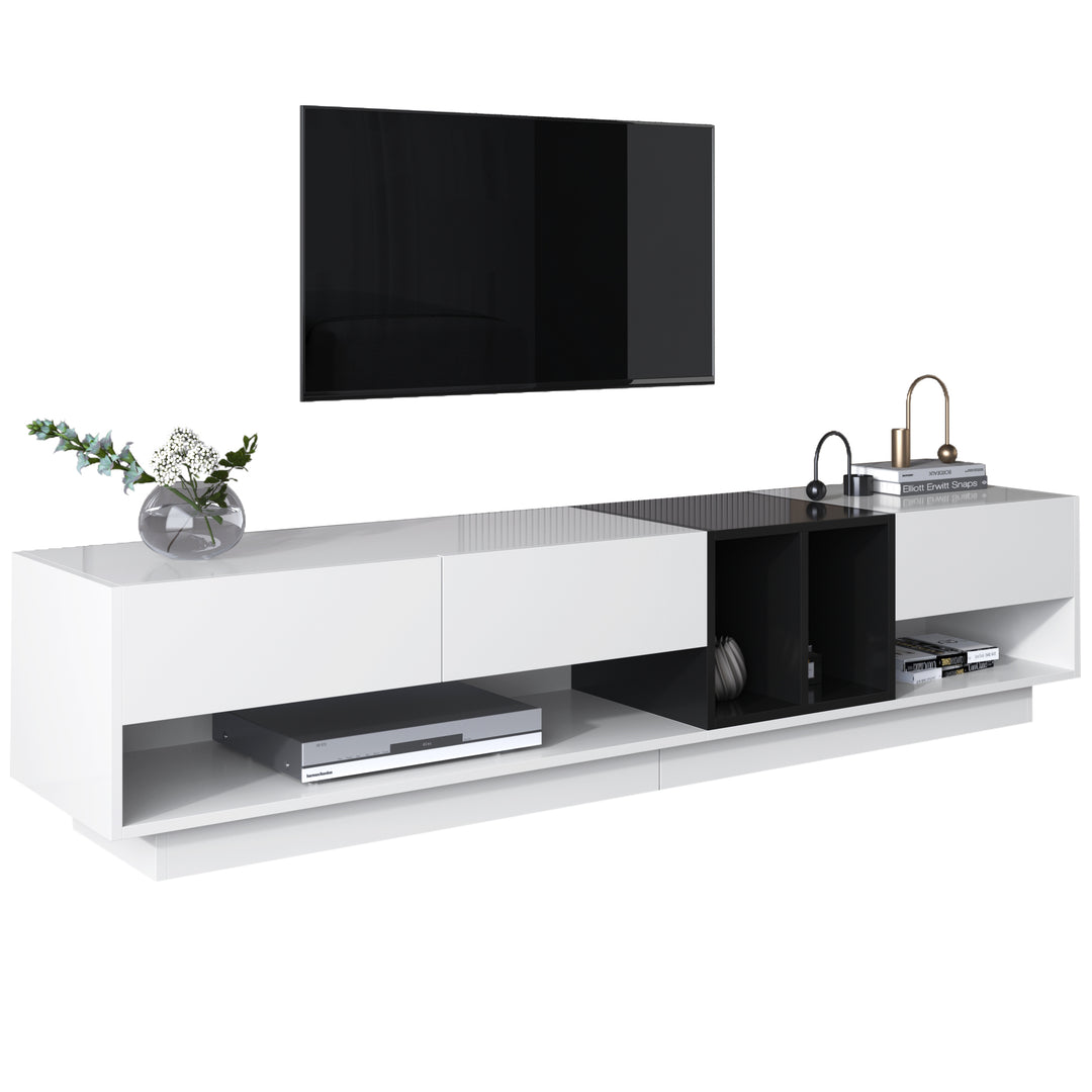 High-gloss white and black TV cabinet THRILGOD UK