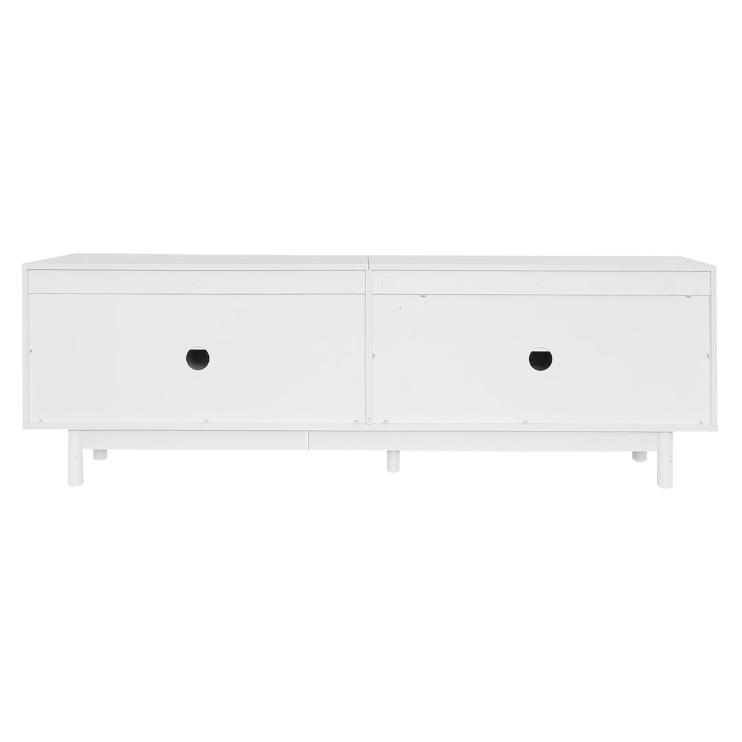 Modern white TV cabinet with 4 push-to-open storage doors RCEPTOR