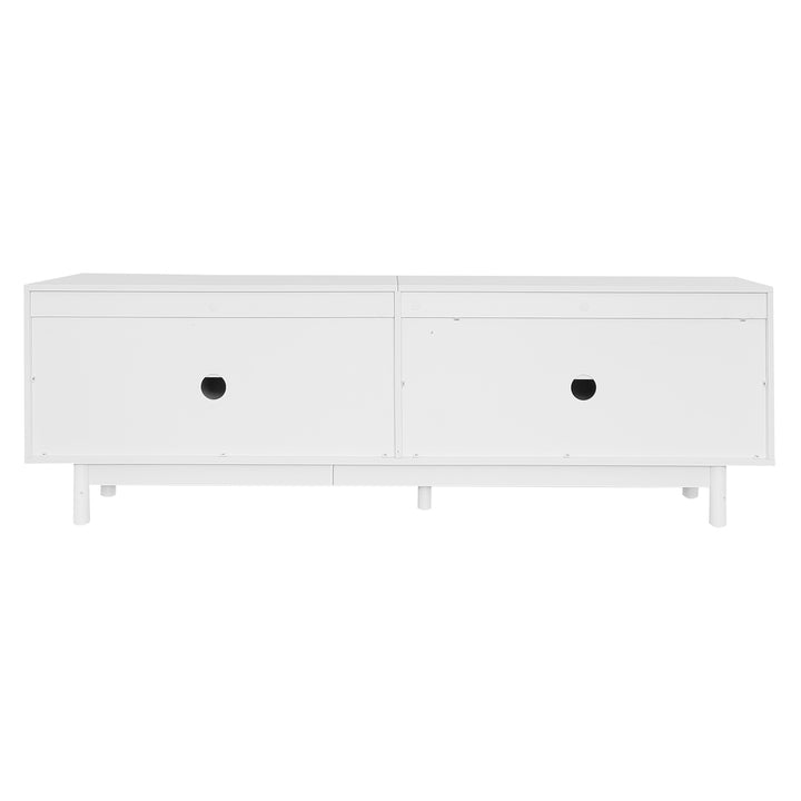 Modern white TV cabinet with 4 push-to-open storage doors RCEPTOR